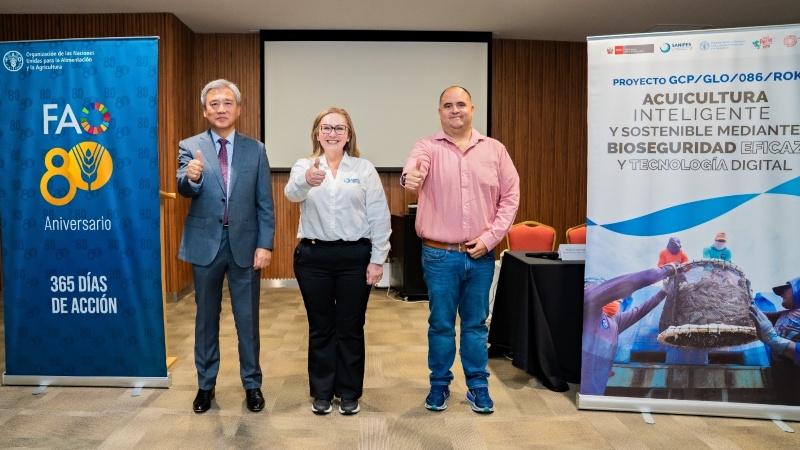 Sanipes, FAO y Corea del Sur pescadores acuicultura de langostinos