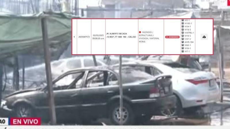 Llamas en incendio en el Callao alcanzaron a 6 vehículos